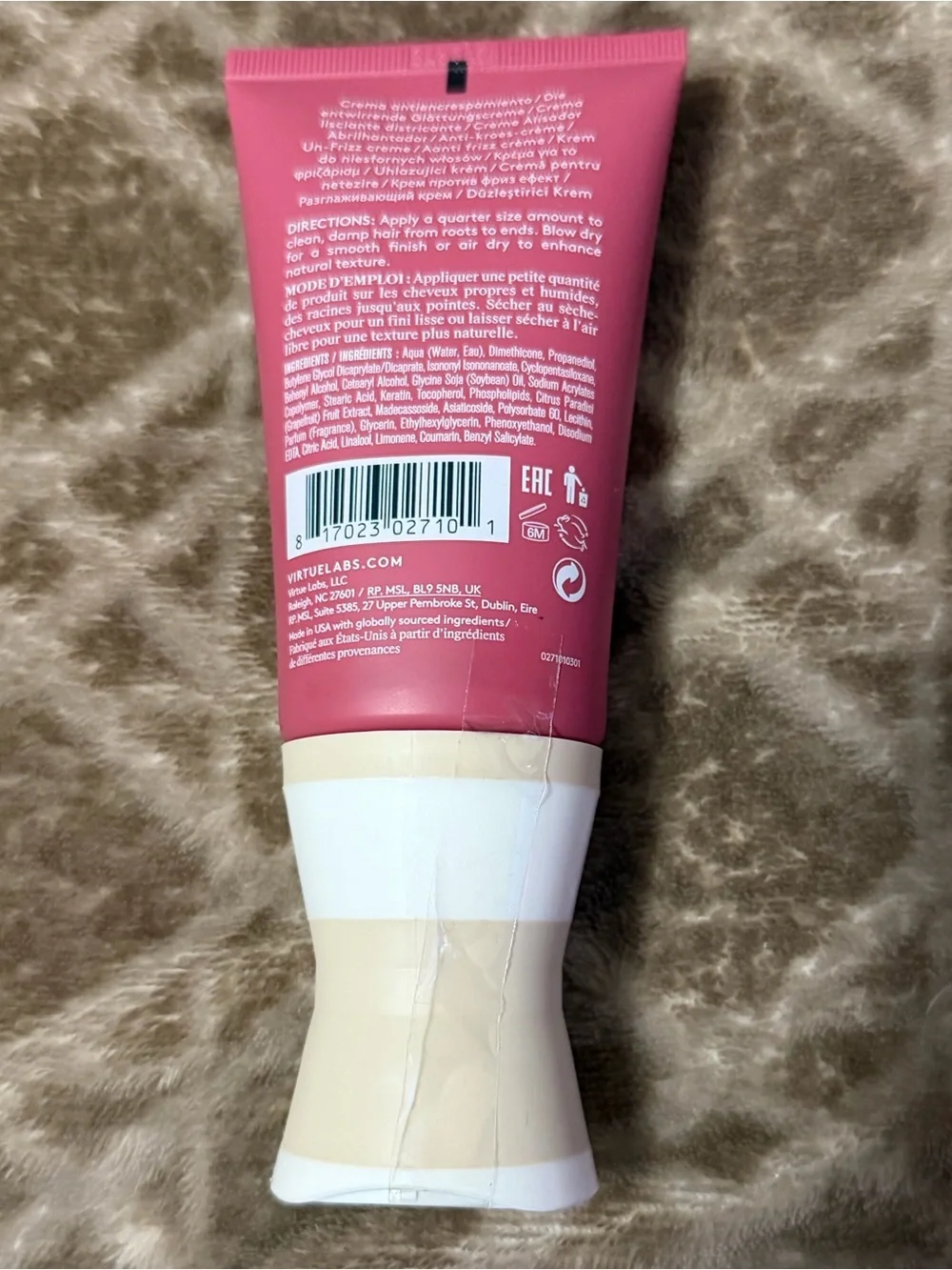 Virtue Smooth Un-Frizz Cream - Full Size 4 oz; retail $44 new/unopened
